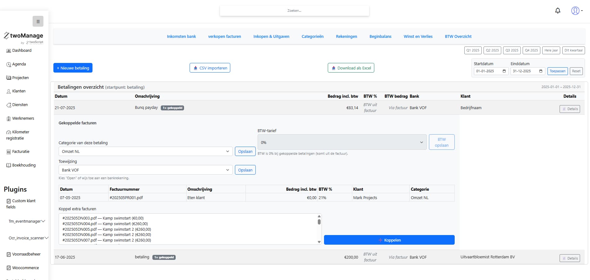 Boekhouding in twoManage
